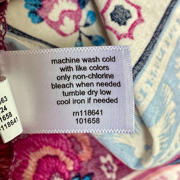 Lane Bryant Cotton Floral Popover Blouse Pink Ruffle Neck Short Sleeve Size 22 - Picture 14 of 16